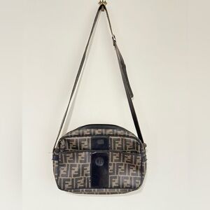 Fendi Logo Brown and Black Crossbody Bag. Worn Condition.